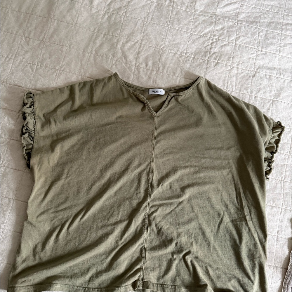 Green Ruffle Sleeve Tee